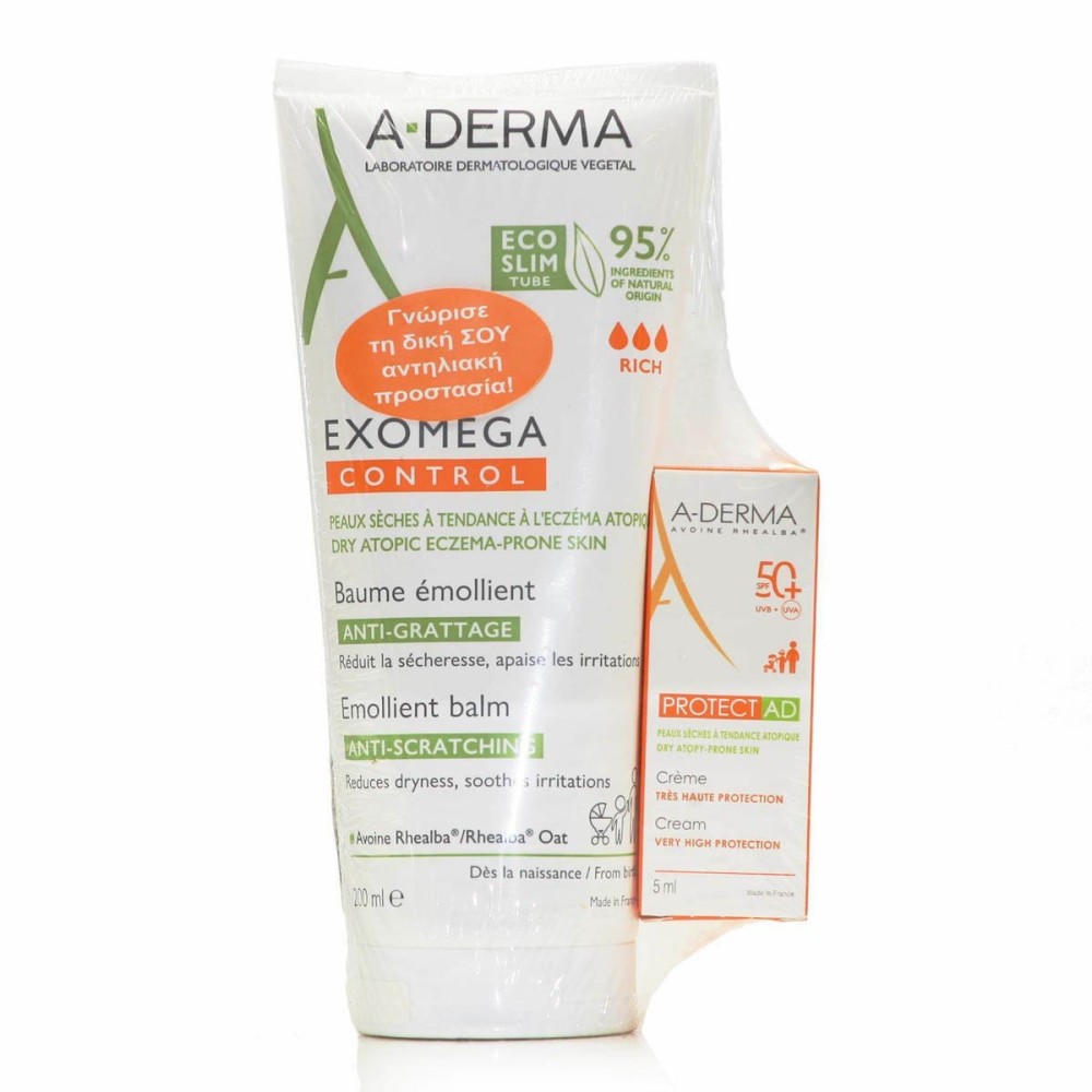 A-Derma Exomega Control Baume 200ml & Protect AD Cream SPF50+ 5ml Σετ Περιποίησης