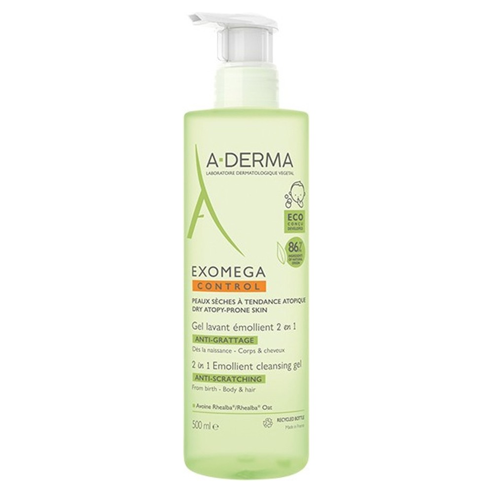 A-Derma Exomega Control Emollient Cleansing Gel 2 in 1 για Ατοπικό Δέρμα 500ml με Αντλία