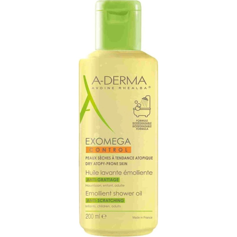 A-Derma Exomega Control Emollient Shower Oil Anti-Scratching Κατάλληλο για Ατοπική Επιδερμίδα 200ml