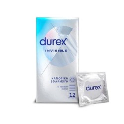 Durex Προφυλακτικά Invisible Extra Sensitive Εξαιρετικά Λεπτά 12τμχ