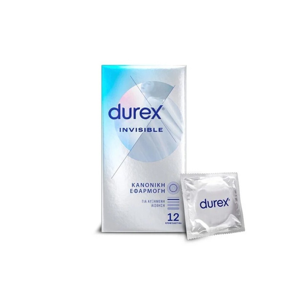 Durex Προφυλακτικά Invisible Extra Sensitive Εξαιρετικά Λεπτά 12τμχ