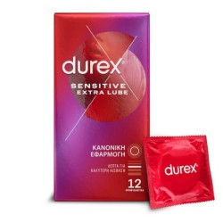 Durex Προφυλακτικά Sensitive Extra Lube Λεπτά 12τμχ