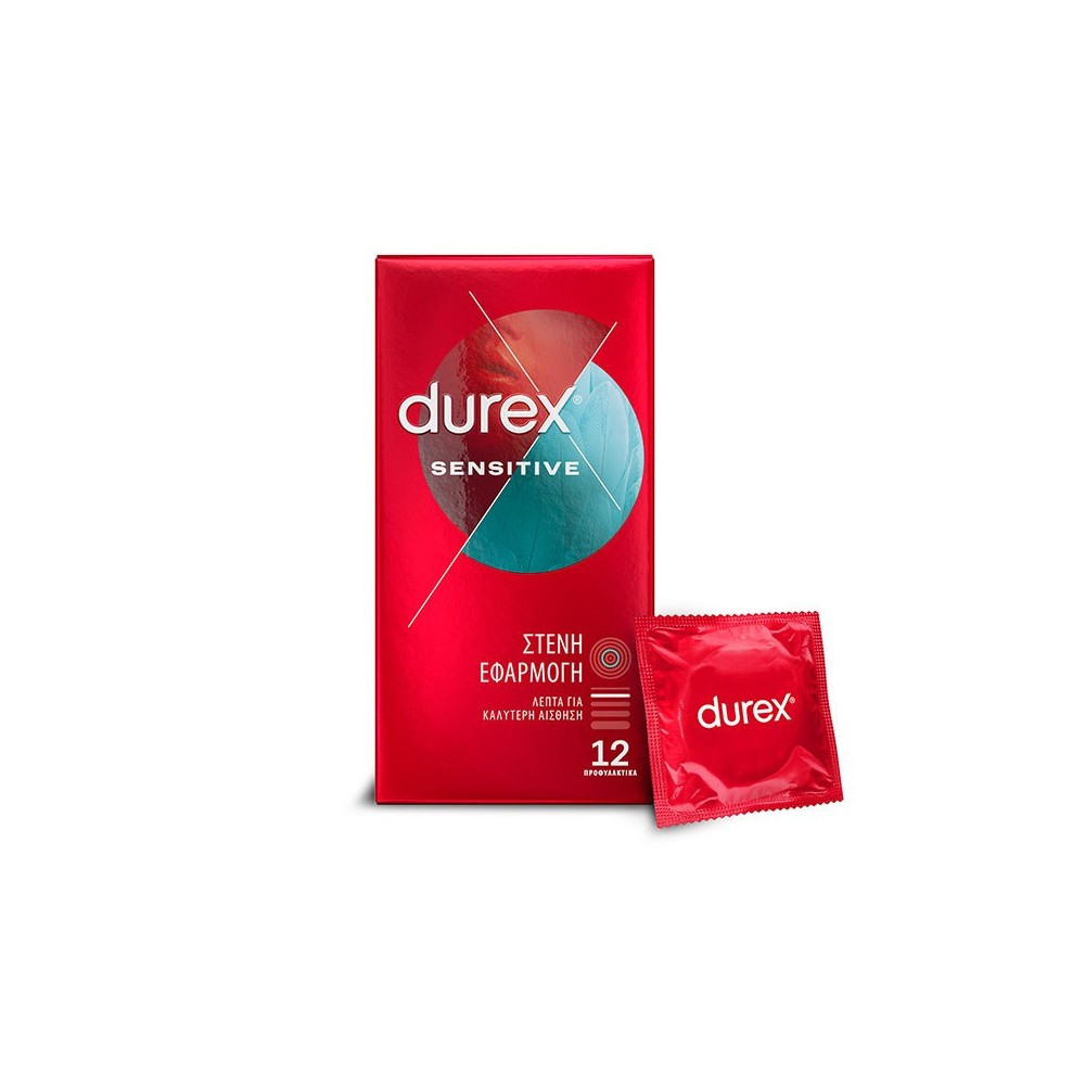 Durex Προφυλακτικά Sensitive Στενή Εφαρμογή Λεπτά 12τμχ