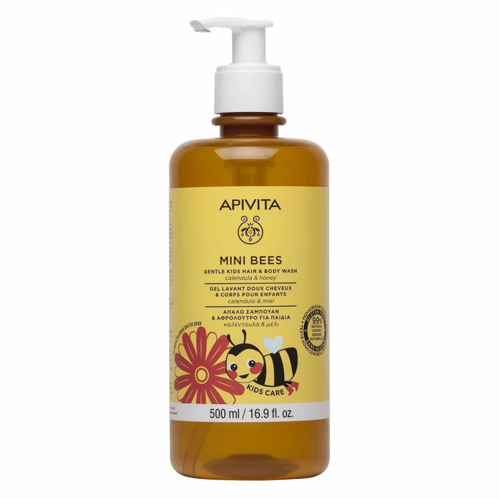 Apivita Mini Bees Kids Hair & Body Wash Απαλό Σαμπουάν & Αφρόλουτρο για Παιδιά με Καλέντουλα & Μέλι 500ml