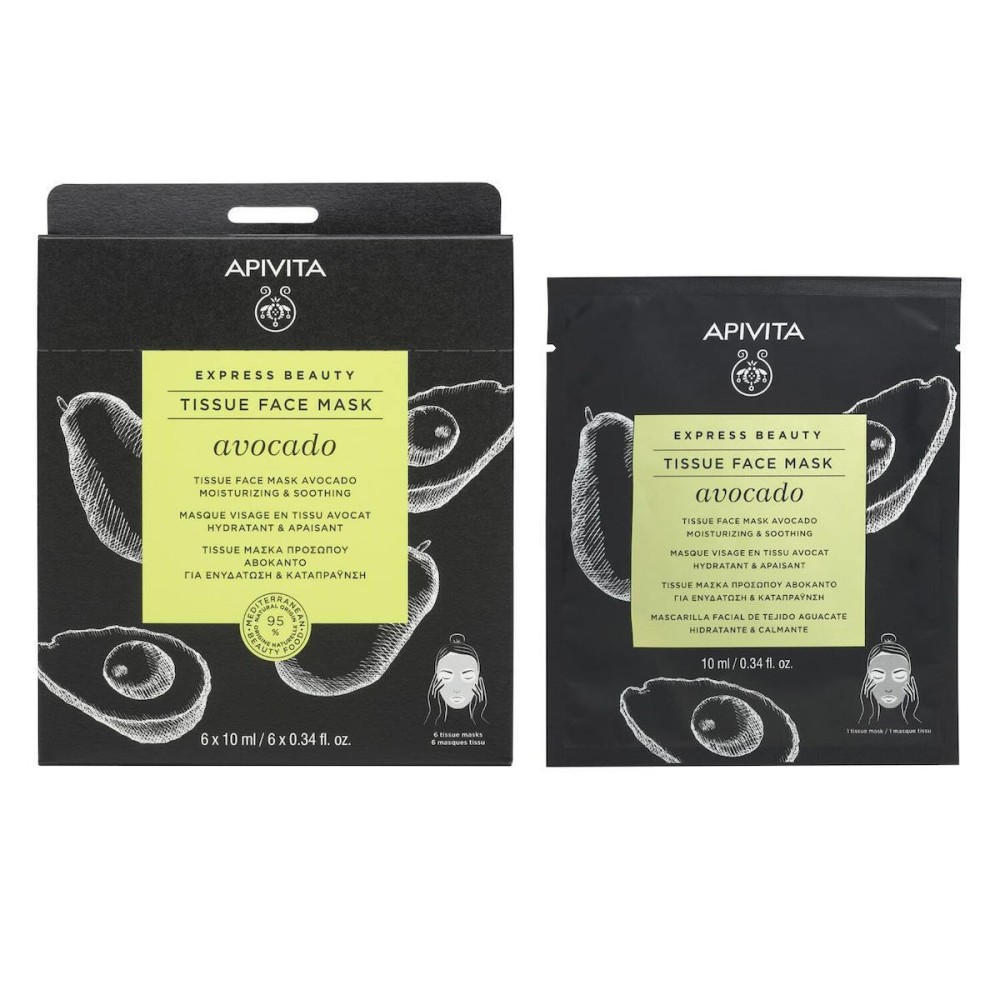 Apivita Express Beauty Tissue Avocado Μάσκα Προσώπου για Ενυδάτωση 10ml